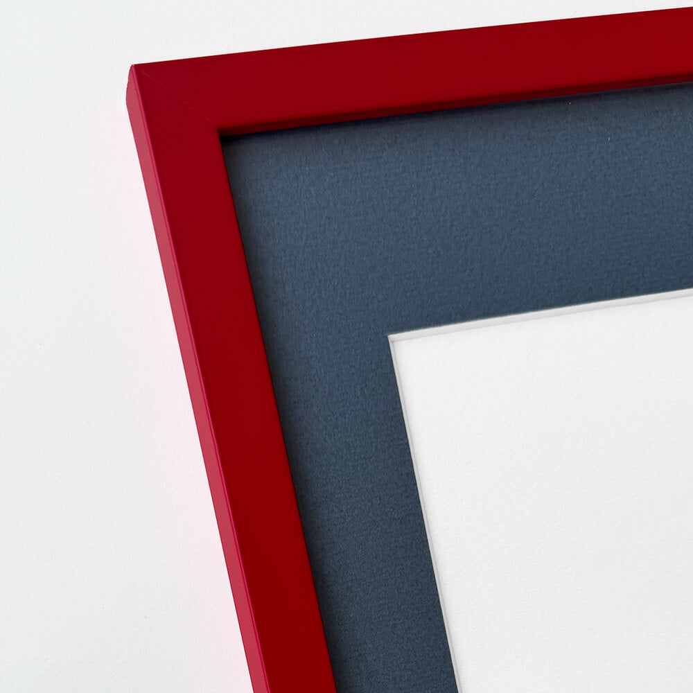 Dark red matte wooden frame - Narrow (15 mm) - 50x70 cm