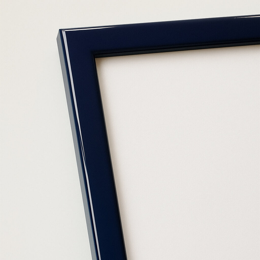 Dark blue glossy wooden frame - Narrow (13 mm)