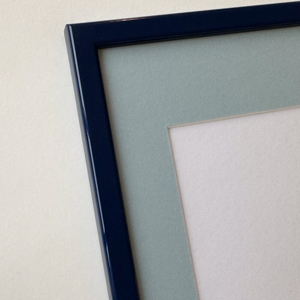 Dark blue glossy wooden frame - Narrow (13 mm) - Custom size