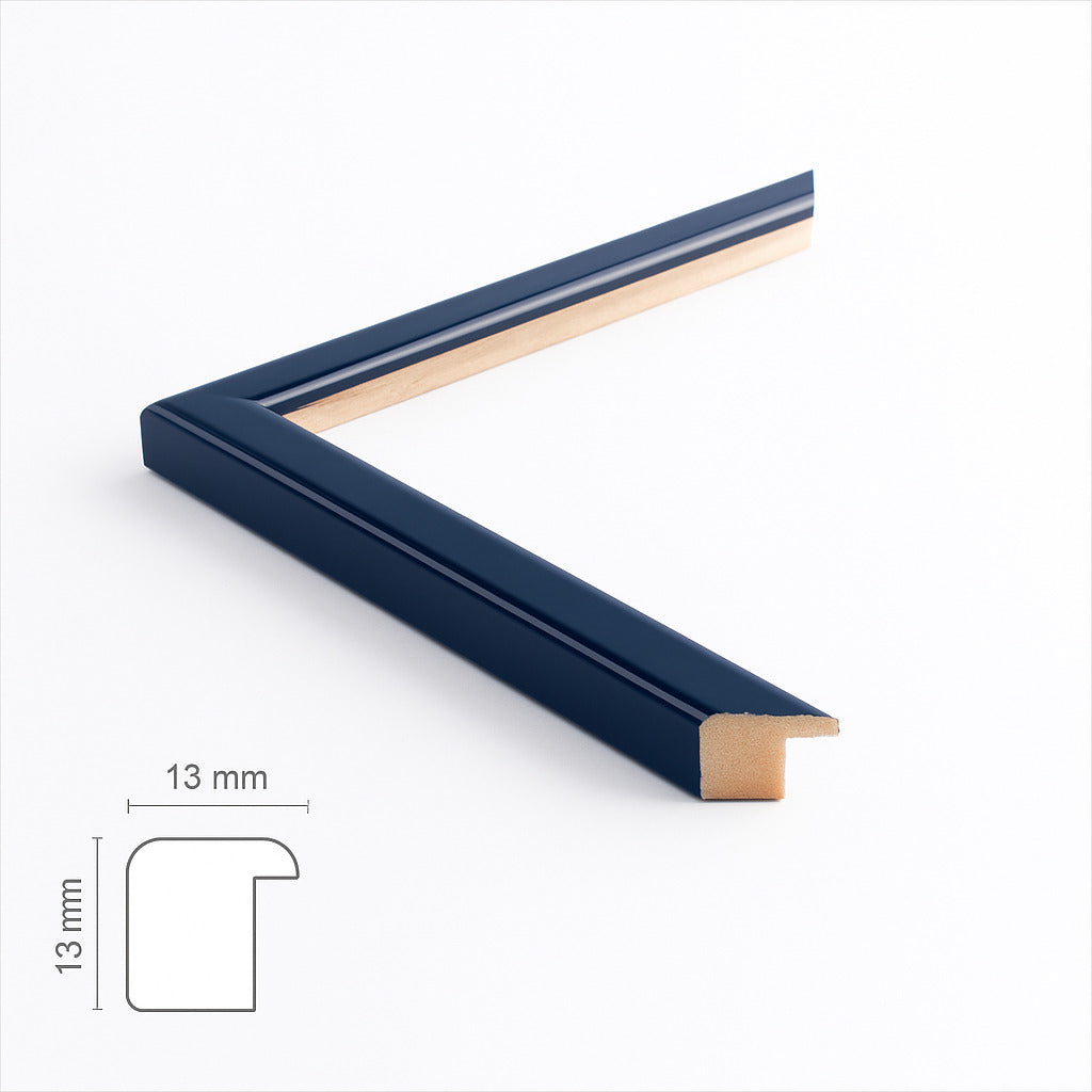 Dark blue glossy wooden frame - Narrow (13 mm)