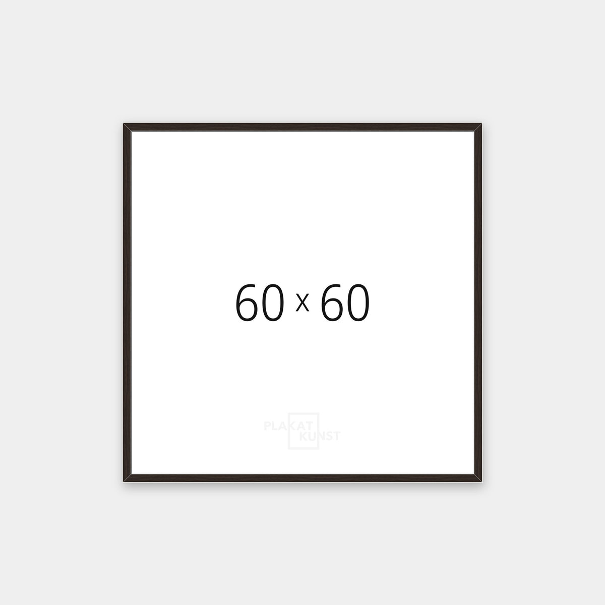 Mørk røget eg træramme med smal 15 mm front i 60×60 cm