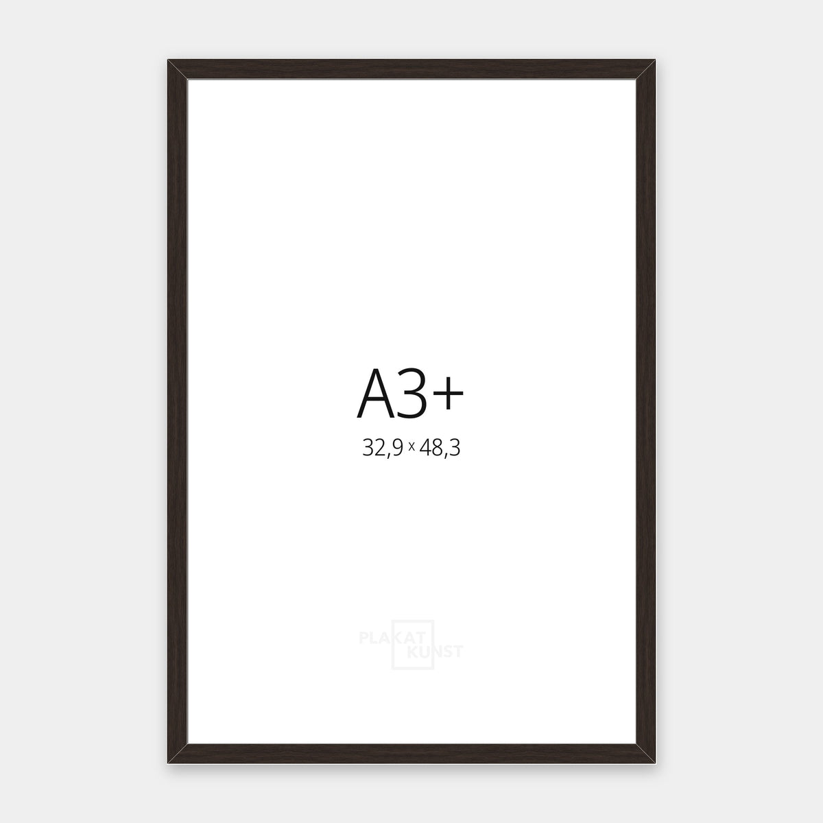 Mørk røget eg træramme med smal 15 mm front i A3+ (32,9×48,3 cm)