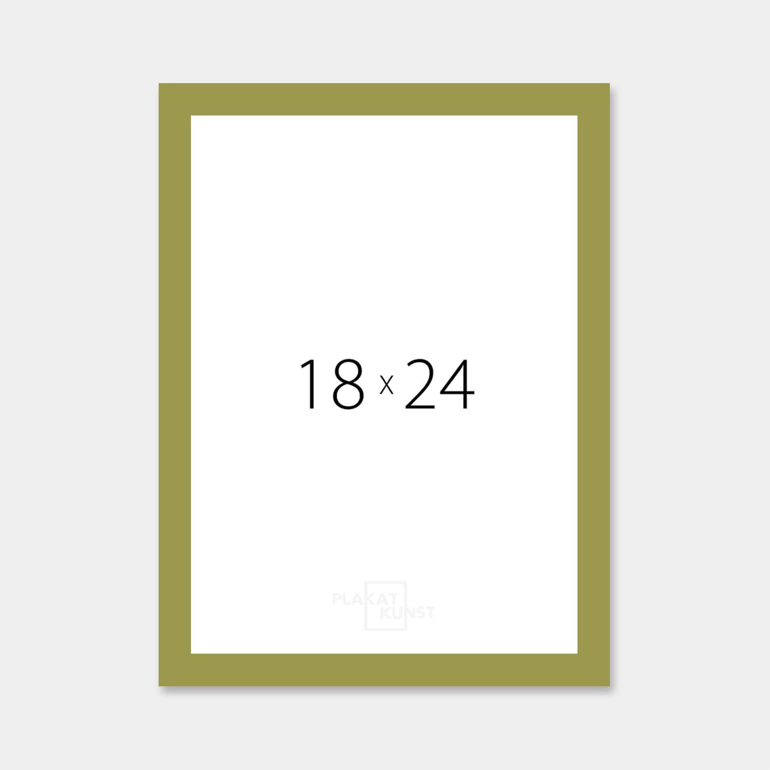 Olive green matte wooden frame – Narrow (15 mm) – 18x24 cm