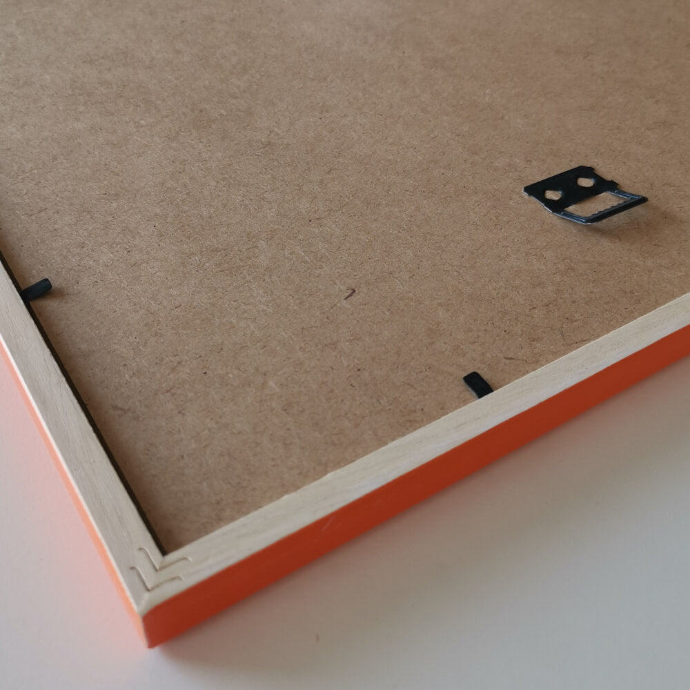 Orange glossy wooden frame - Narrow (14 mm) - 50x70 cm