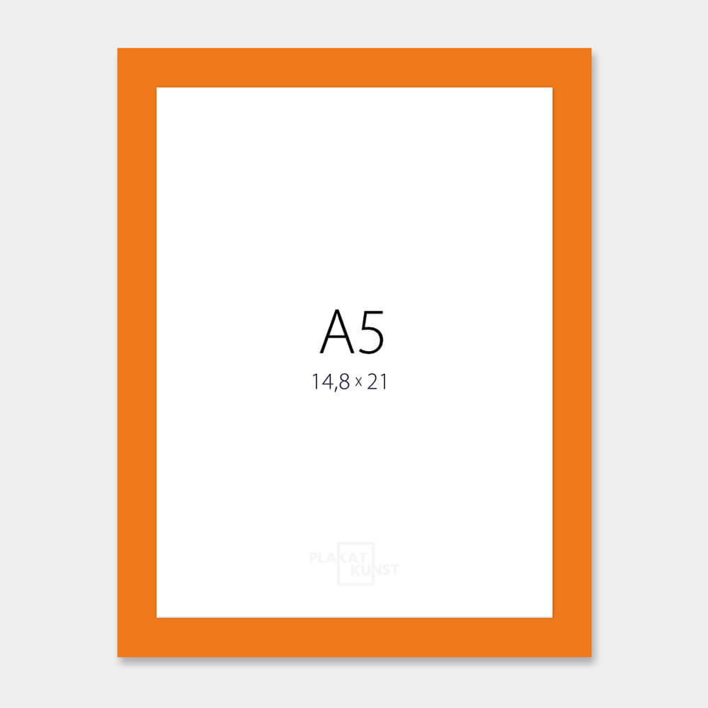 Orange glossy wooden frame – Narrow (14 mm) – A5 (15x21 cm)