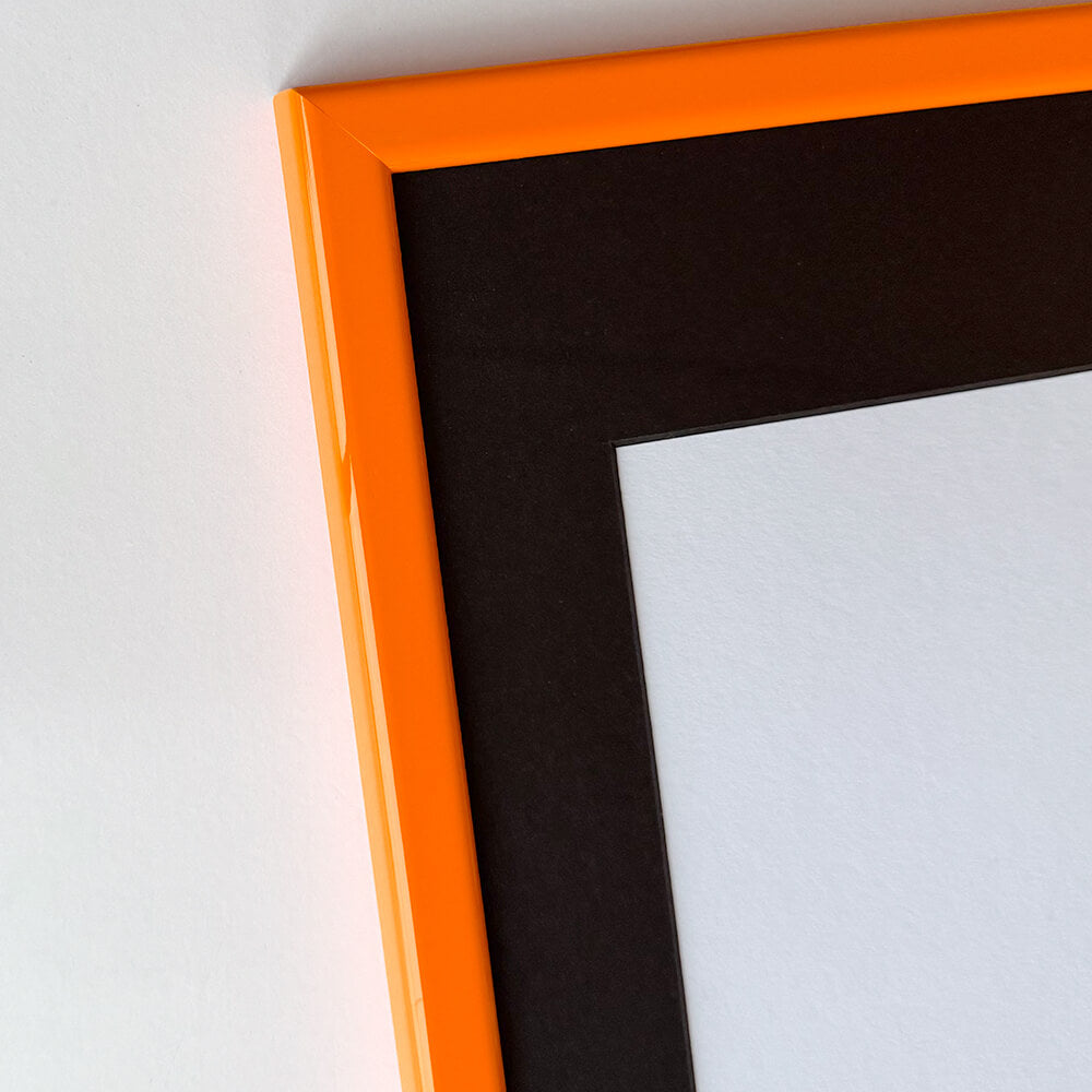 Orange glossy wooden frame - Narrow (13 mm) - A2 (42x59.4 cm)