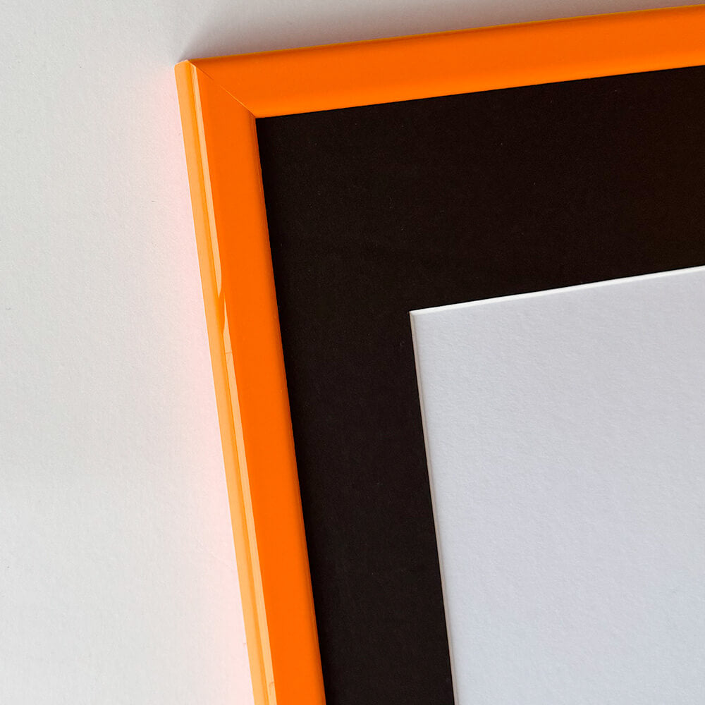 Orange glossy wooden frame - Narrow (14 mm) - 50x70 cm