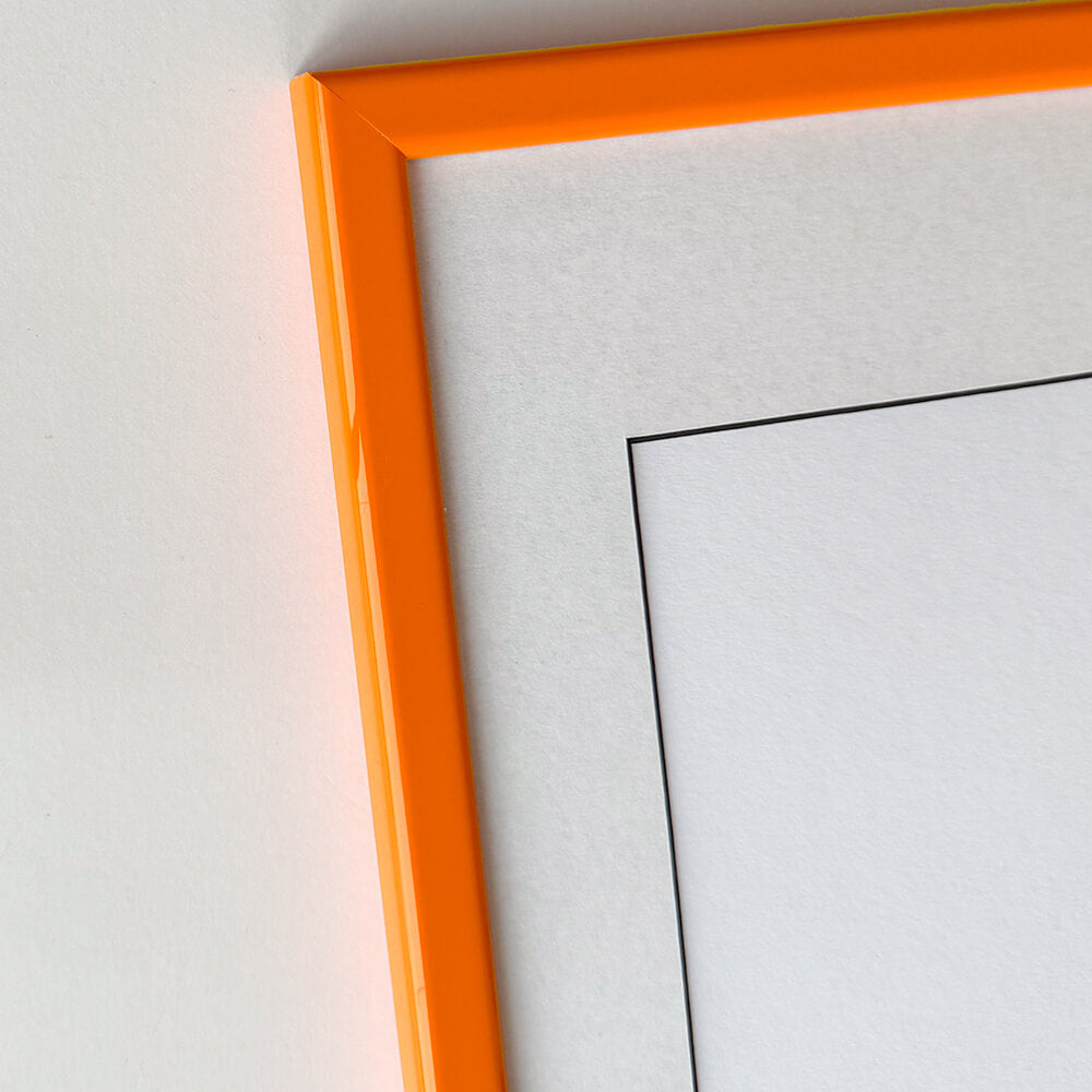 Orange glossy wooden frame - Narrow (14 mm) - 50x70 cm