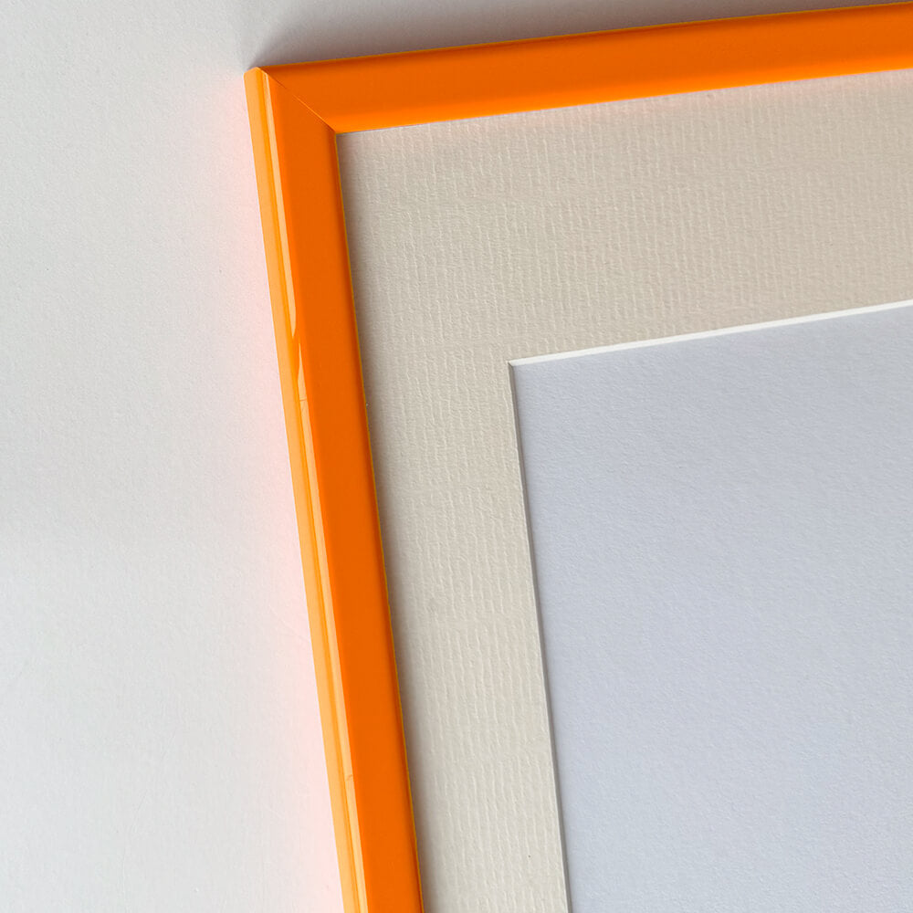 Orange glossy wooden frame - Narrow (14 mm) - 50x70 cm