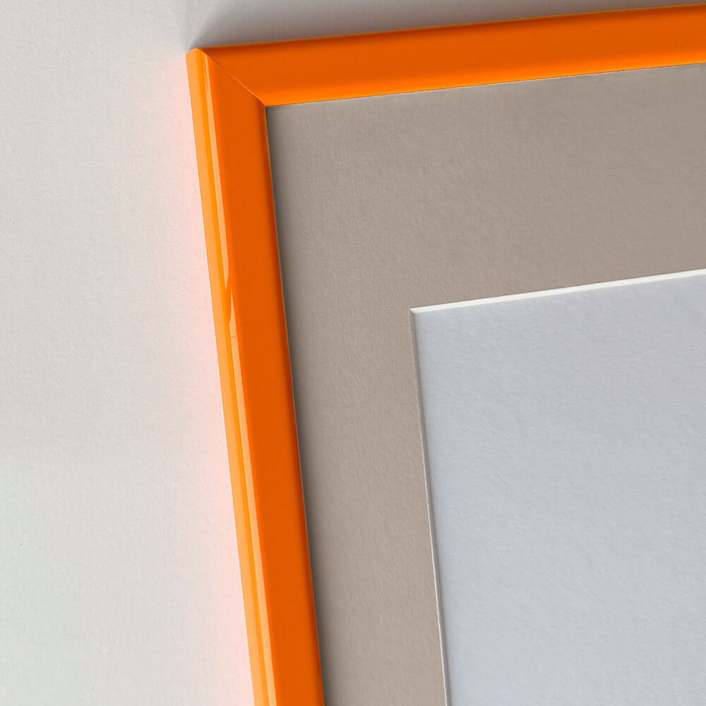 Orange glossy wooden frame - Narrow (14 mm) - 50x70 cm