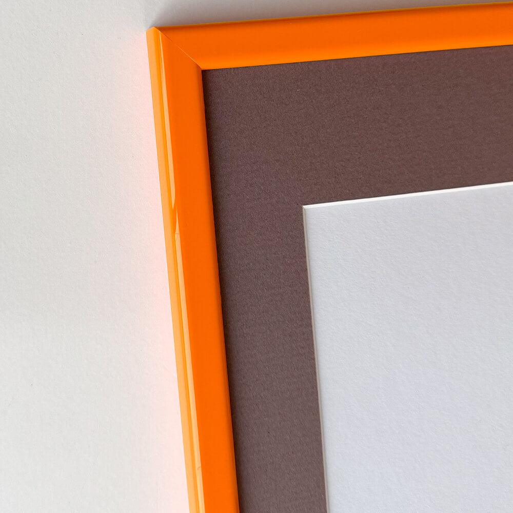 Orange glossy wooden frame - Narrow (13 mm) - 50x70 cm