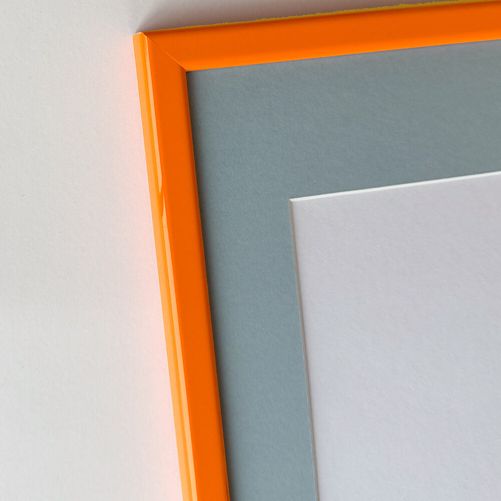 Orange glossy wooden frame - Narrow (14 mm) - 50x70 cm