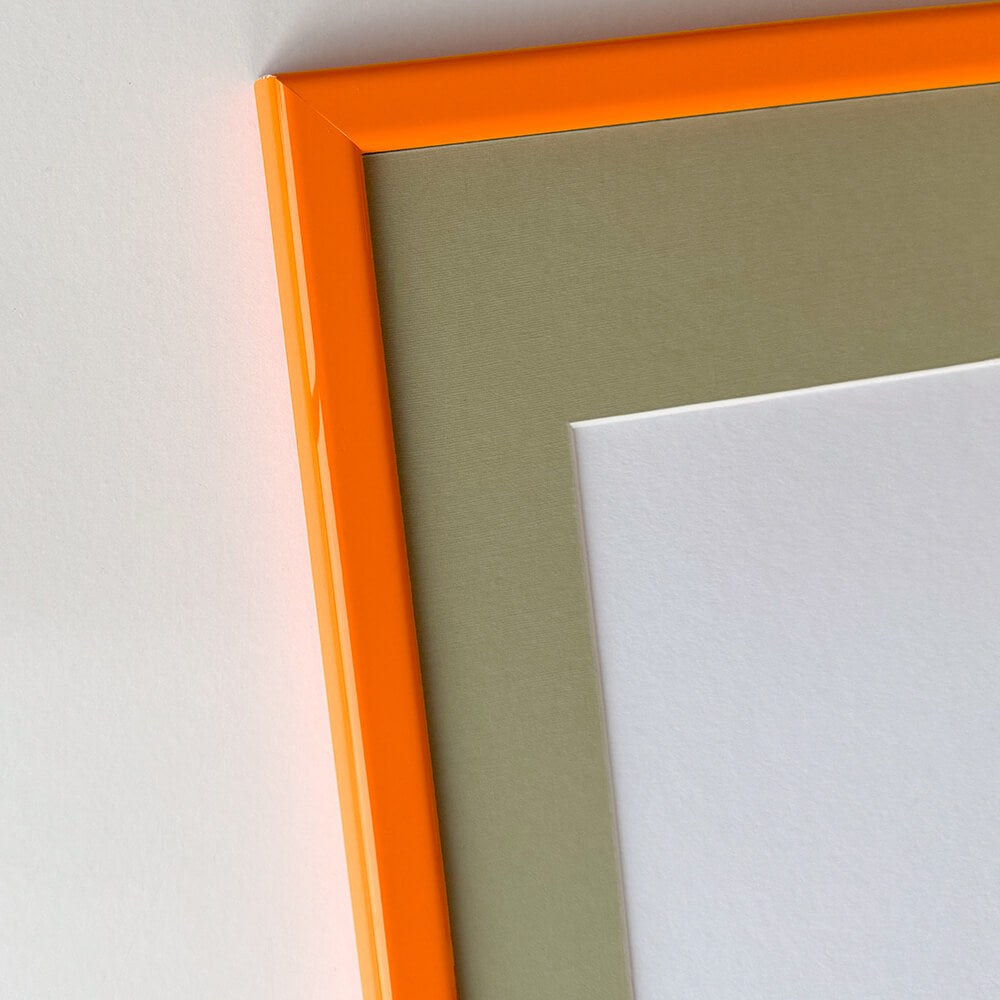 Orange glossy wooden frame - Narrow (14 mm) - 50x70 cm
