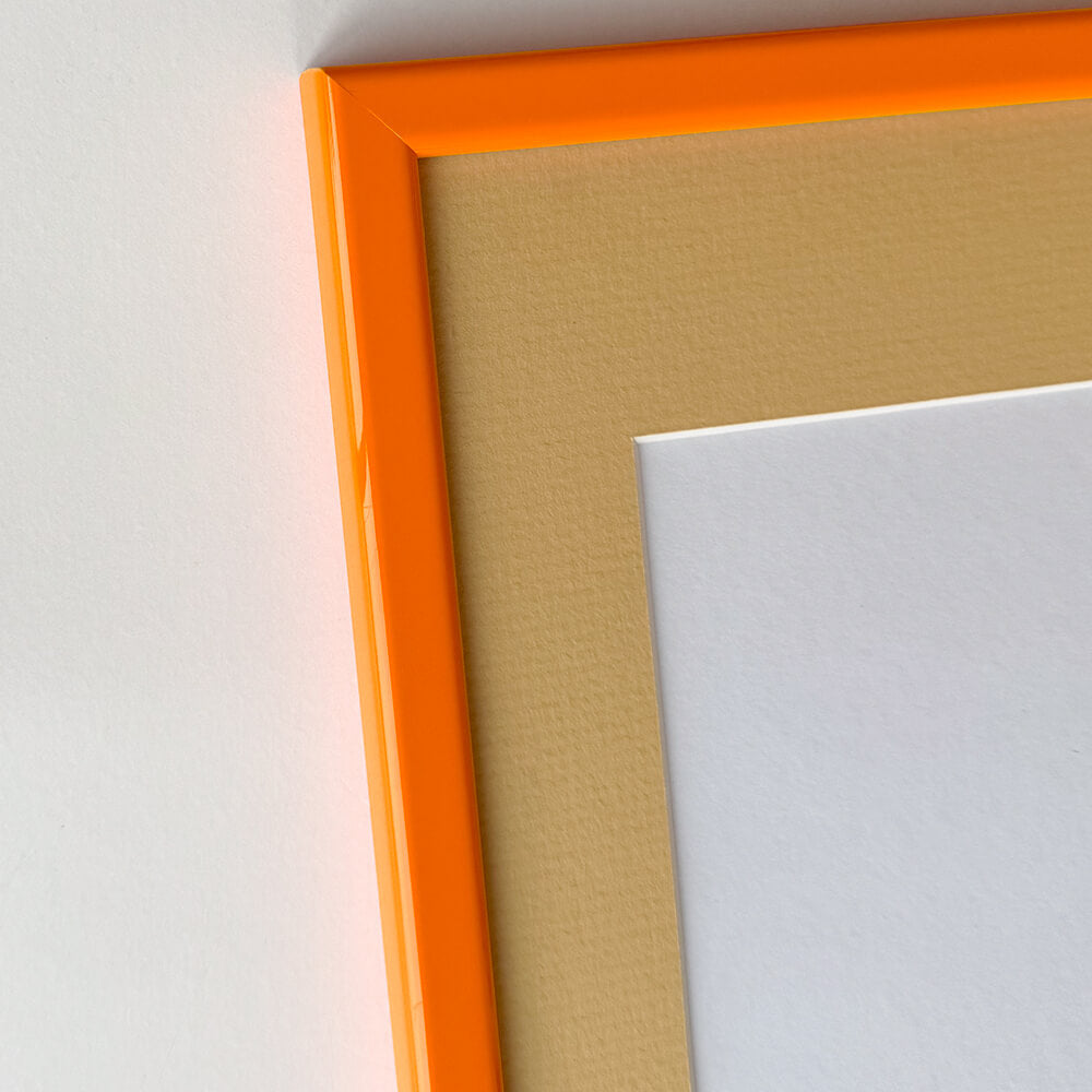 Orange glossy wooden frame - Narrow (14 mm) - 50x70 cm