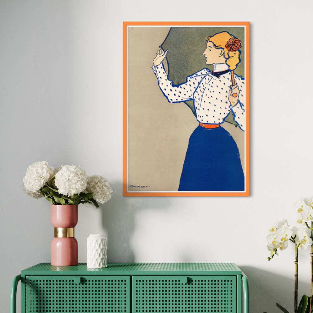 Orange matte wooden frame - Narrow (15 mm) - A2 (42x59.4 cm)