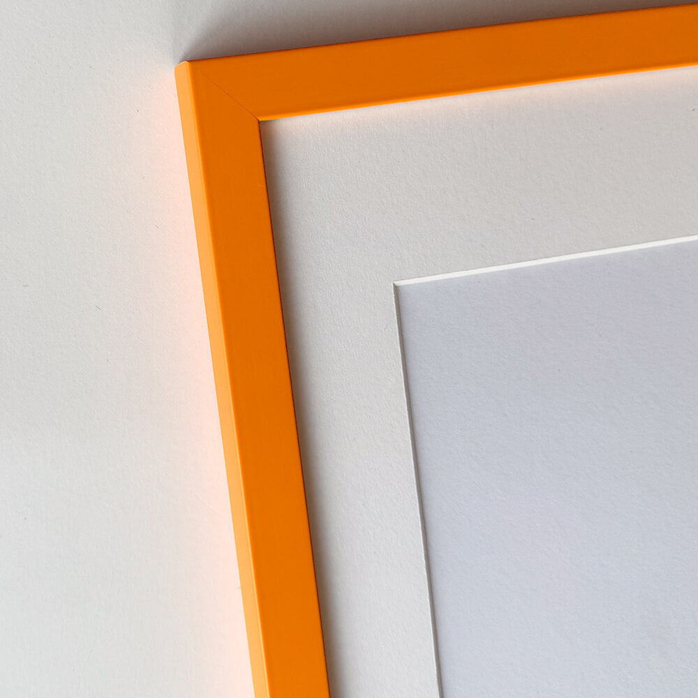 Orange matte wooden frame - Narrow (15 mm) - 50x70 cm