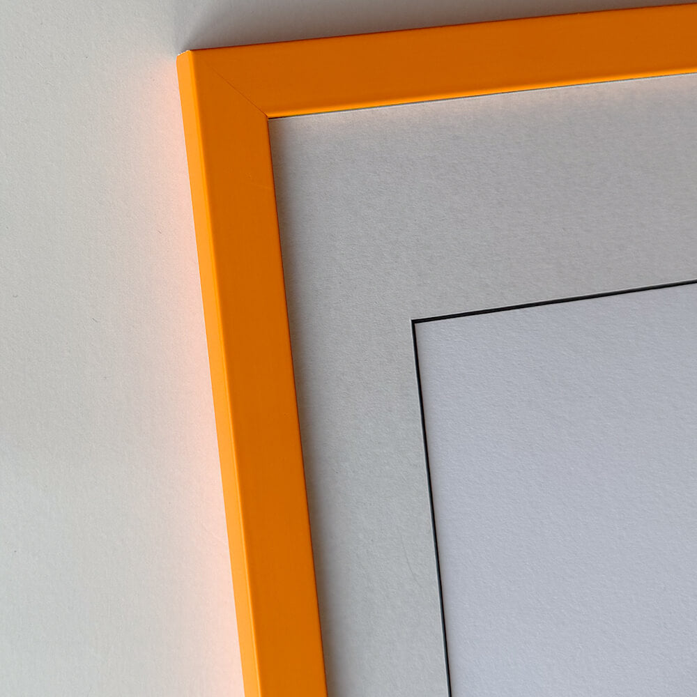 Orange matte wooden frame - Narrow (15 mm) - 28x35 cm