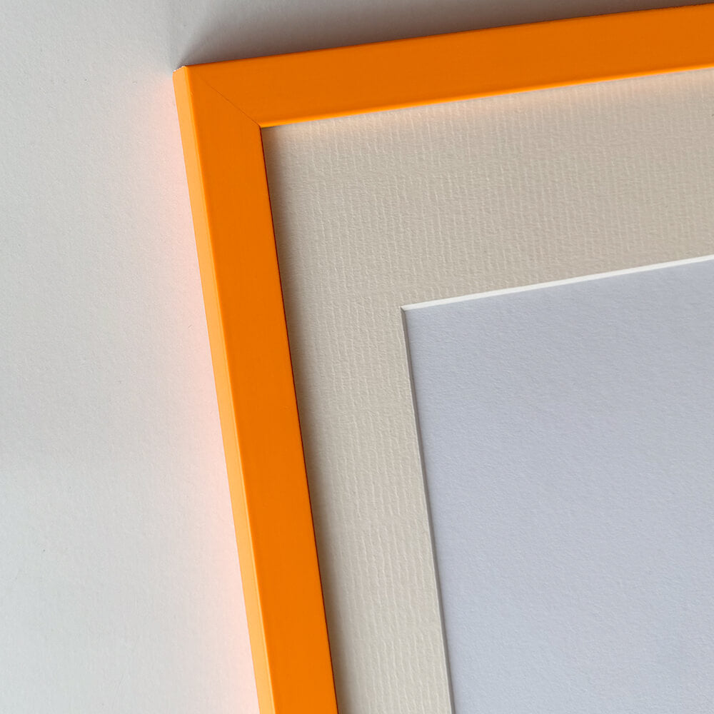 Orange matte wooden frame - Narrow (15 mm) - 50x70 cm