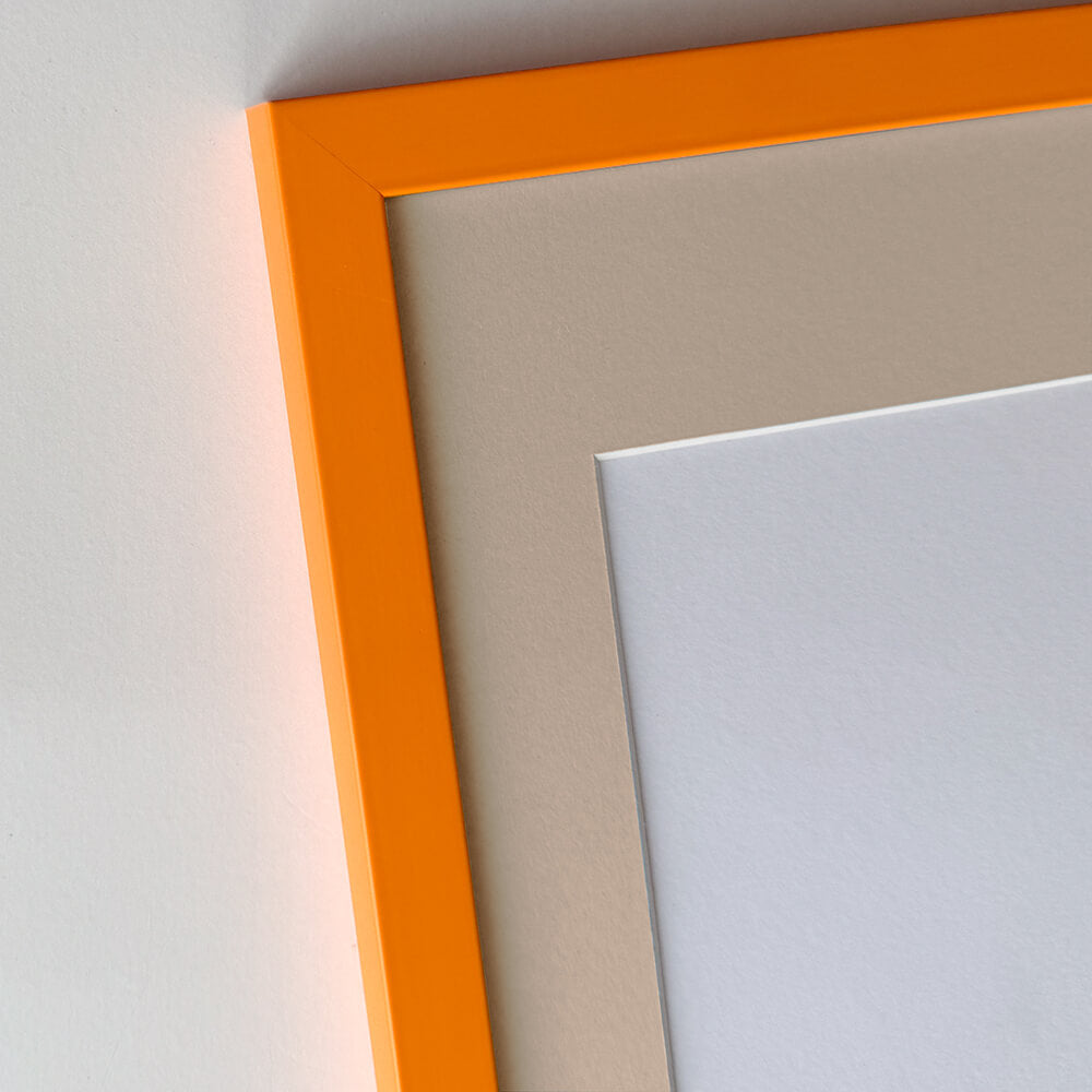 Orange matte wooden frame - Narrow (15 mm) - 50x70 cm