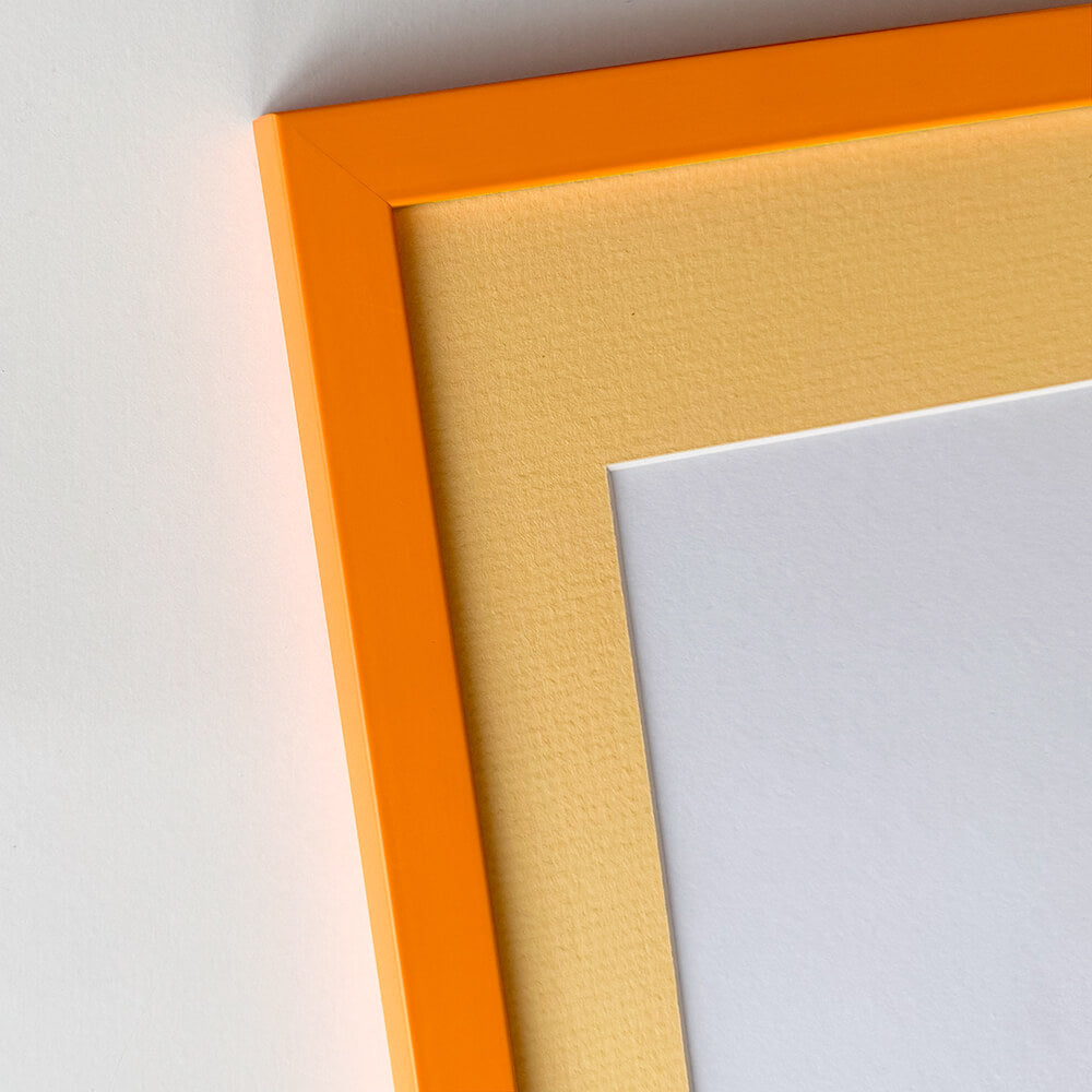 Orange matte wooden frame - Narrow (15 mm) - 50x70 cm
