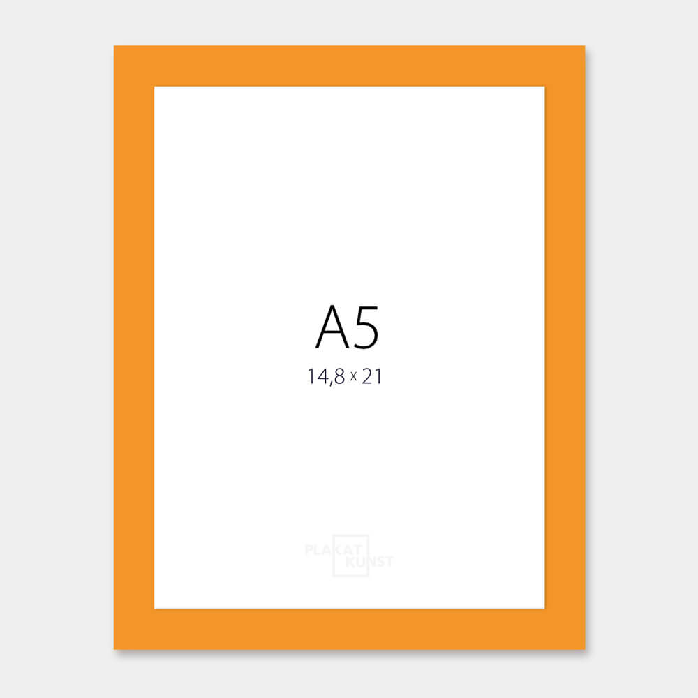 Orange matte wooden frame - Narrow (15 mm) - A5 (15x21 cm)