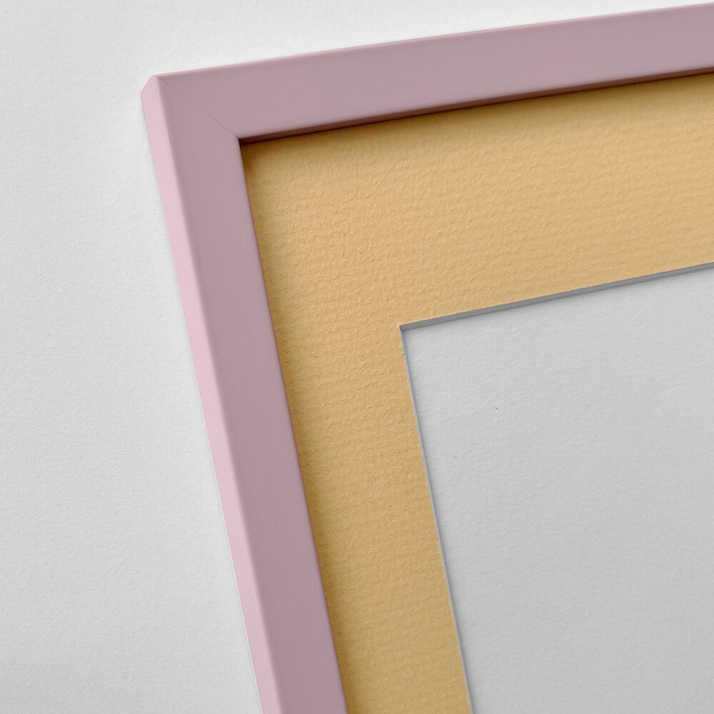 Pink matte wooden frame - Narrow (15 mm) - A2 (42x59.4 cm)