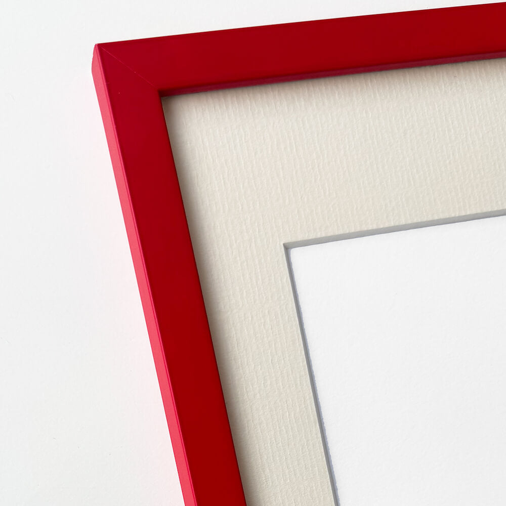 Red matte wooden frame - Narrow (15 mm) - 40×50 cm