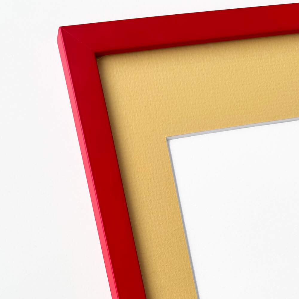Red matte wooden frame - Narrow (15 mm) - 28x35 cm
