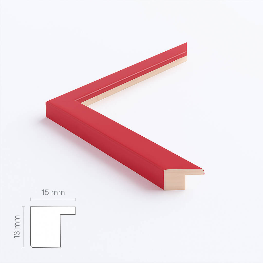Red matte wooden frame - Narrow (15 mm) - 18x24 cm