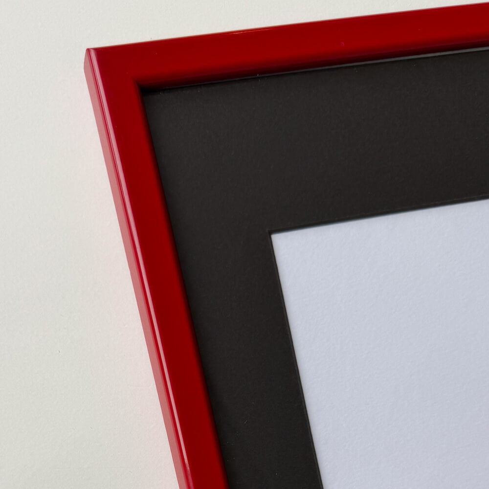 Dark red glossy wooden frame - Narrow (13 mm)