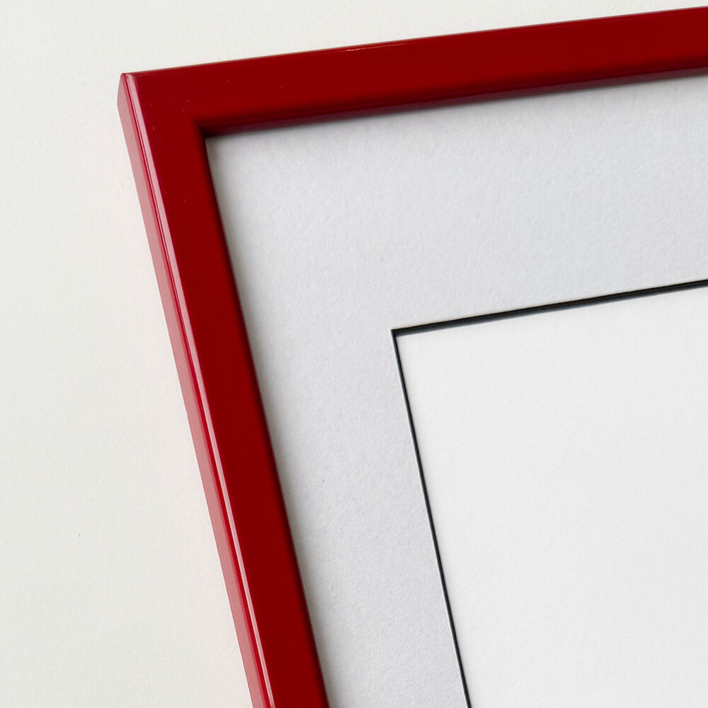 Dark red glossy wooden frame - Narrow (13 mm) - A3 (30×42 cm)