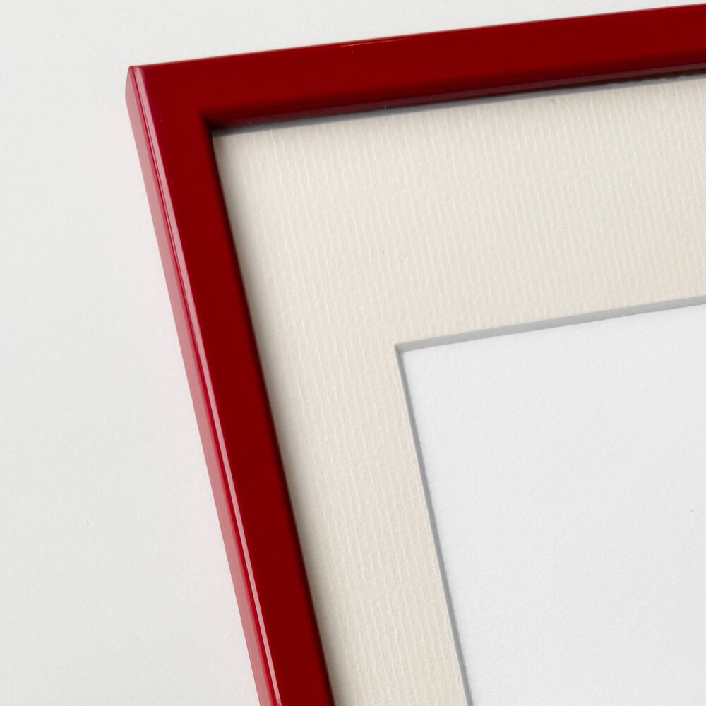 Dark red glossy wooden frame - Narrow (13 mm) - A3 (30×42 cm)