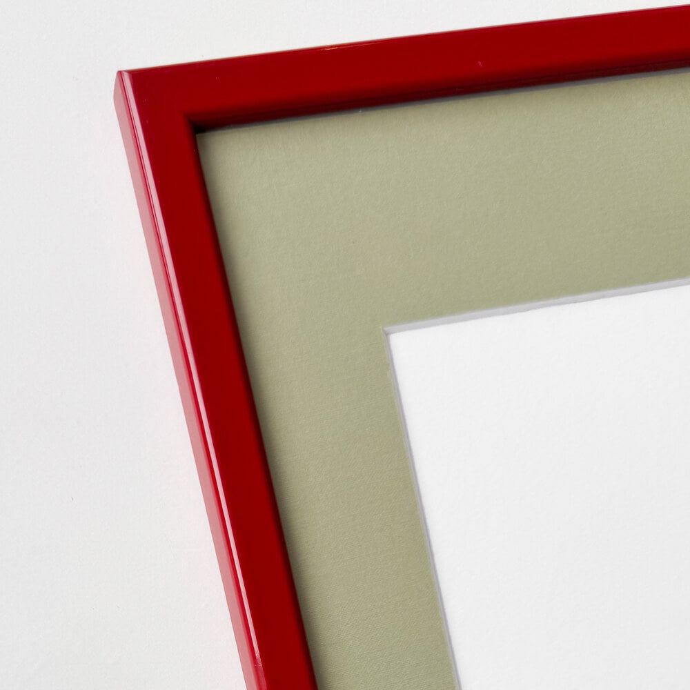 Dark red glossy wooden frame - Narrow (13 mm) - A3 (30×42 cm)