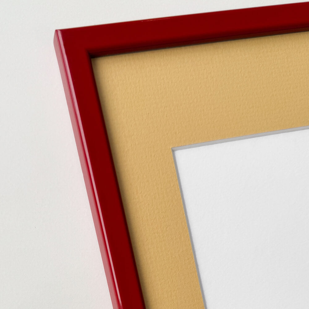 Dark red glossy wooden frame - Narrow (13 mm) - 40×60 cm