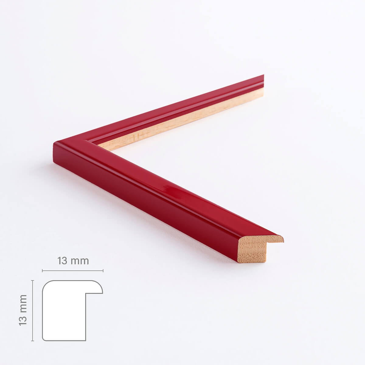 Dark red glossy wooden frame - Narrow (13 mm)