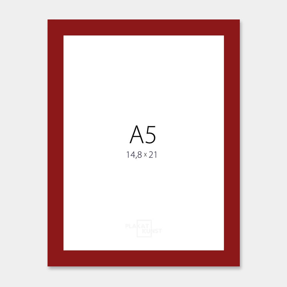 Dark red glossy wooden frame – Narrow (14 mm) – A5 (15x21 cm)
