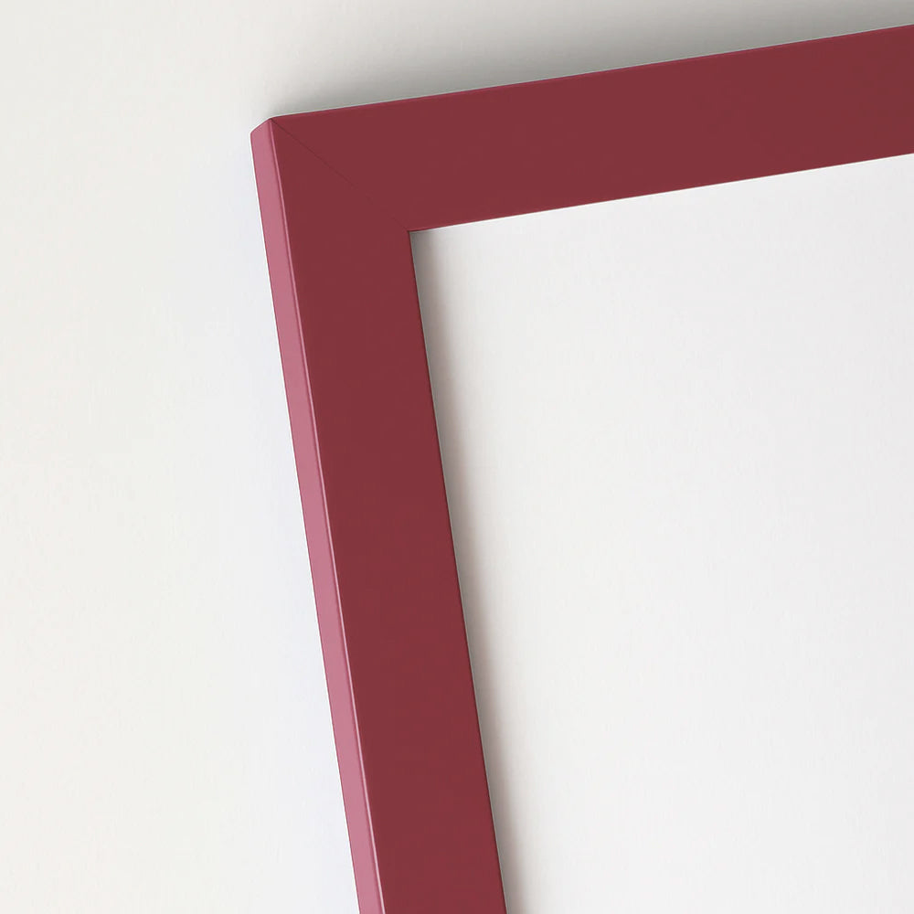 Dark red matte wooden frame - Narrow (15 mm) - Custom size