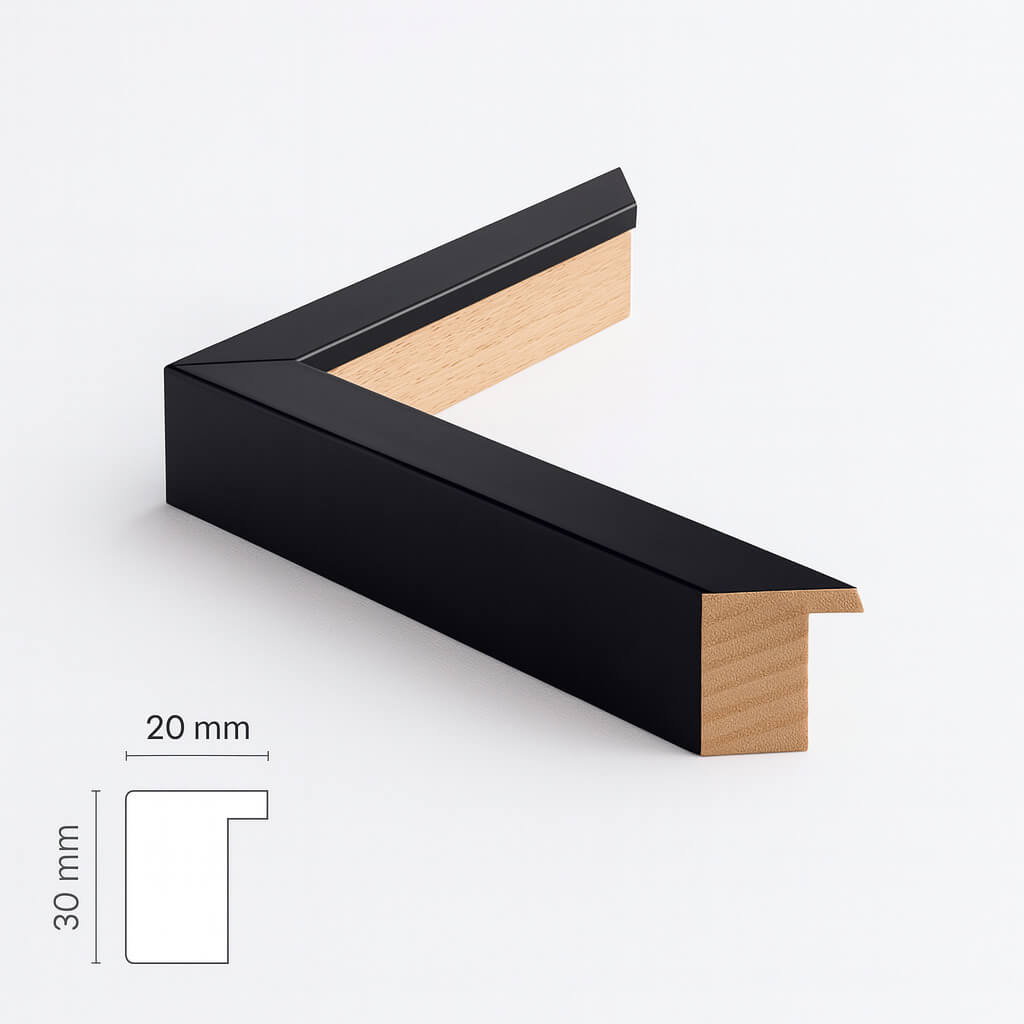 Black wooden frame - Wide (20x30 mm)