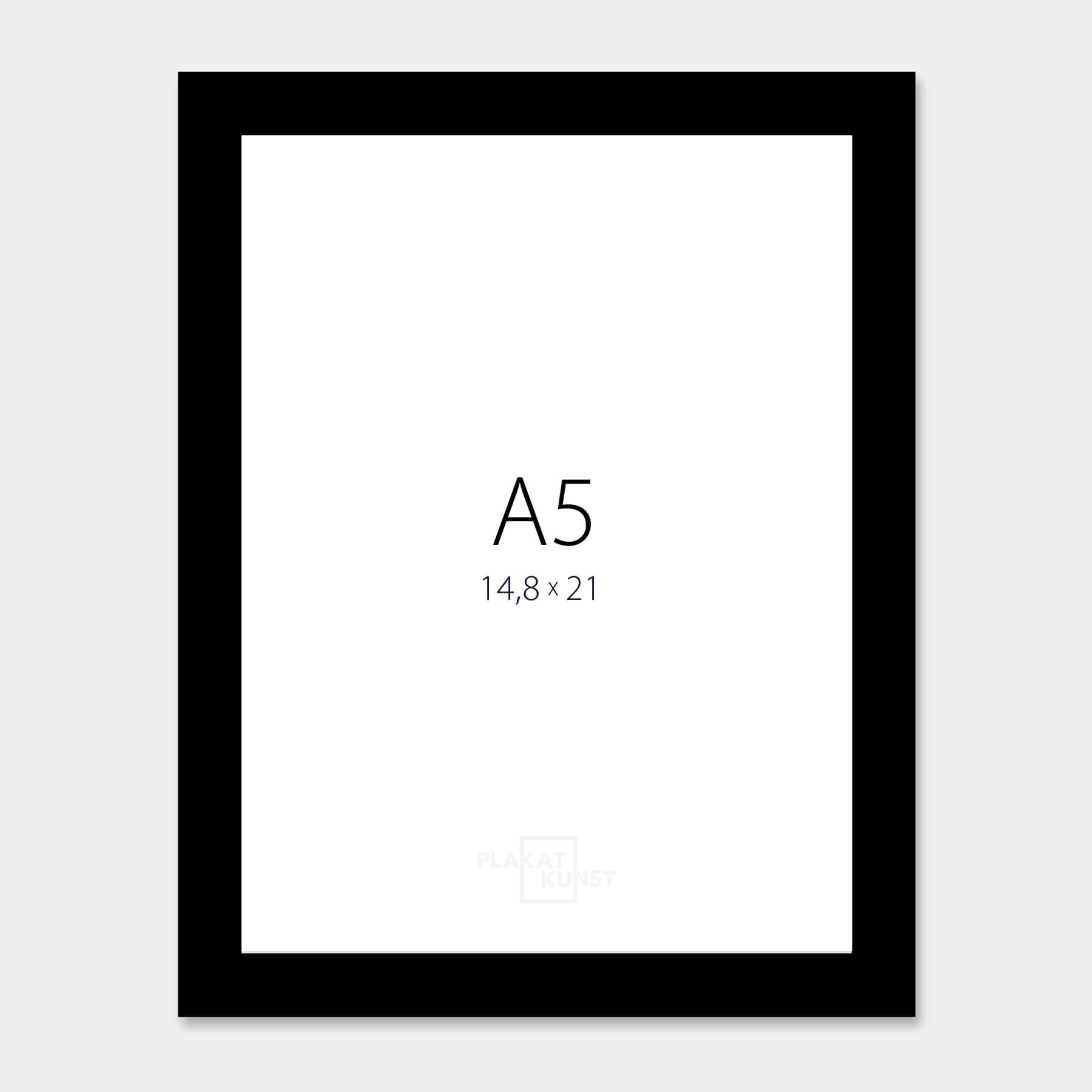 Black glossy wooden frame – Narrow (14 mm) – A5 (15x21 cm)