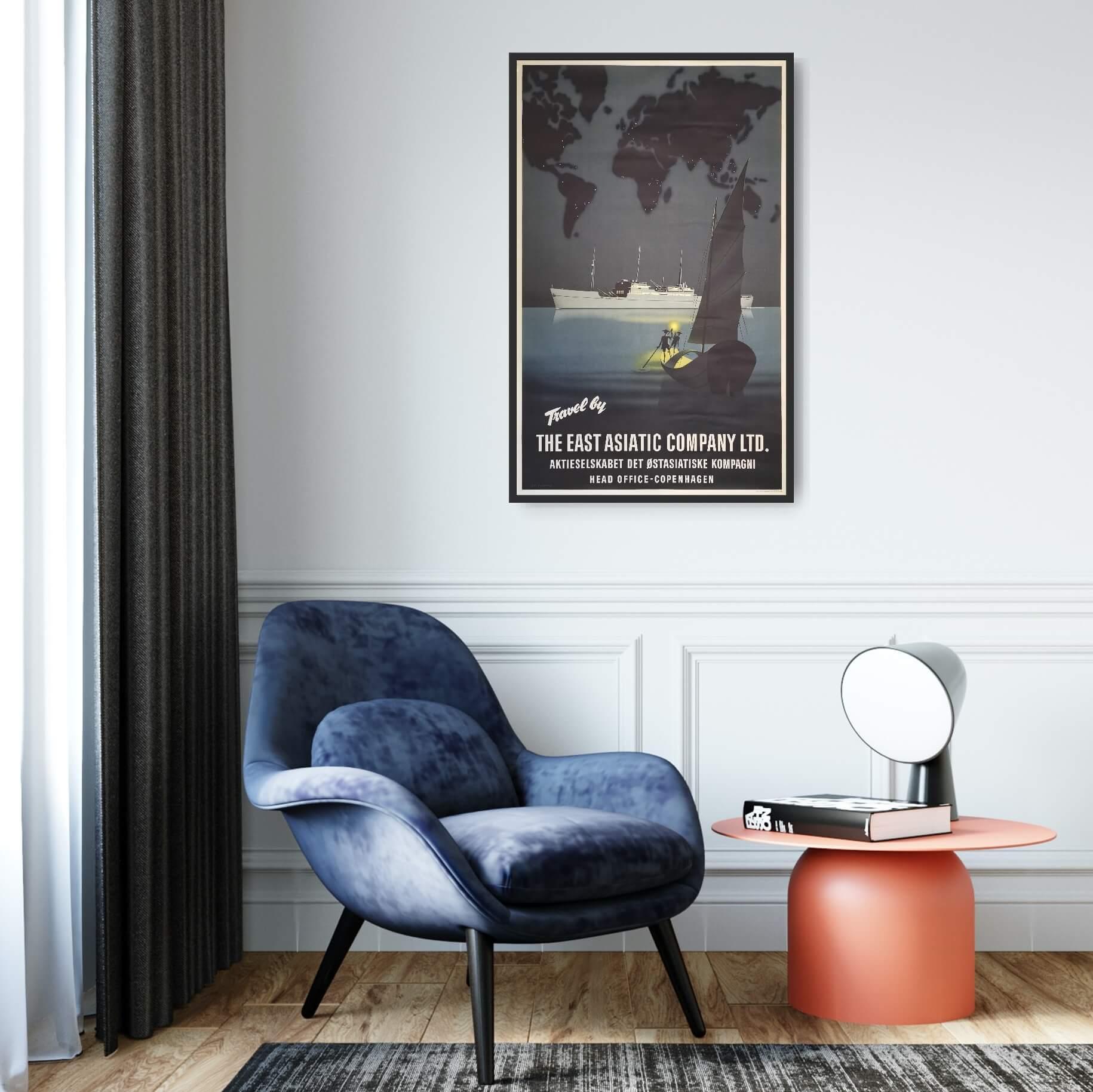 night-scene-east-astiatic-company-original-vintage-plakat