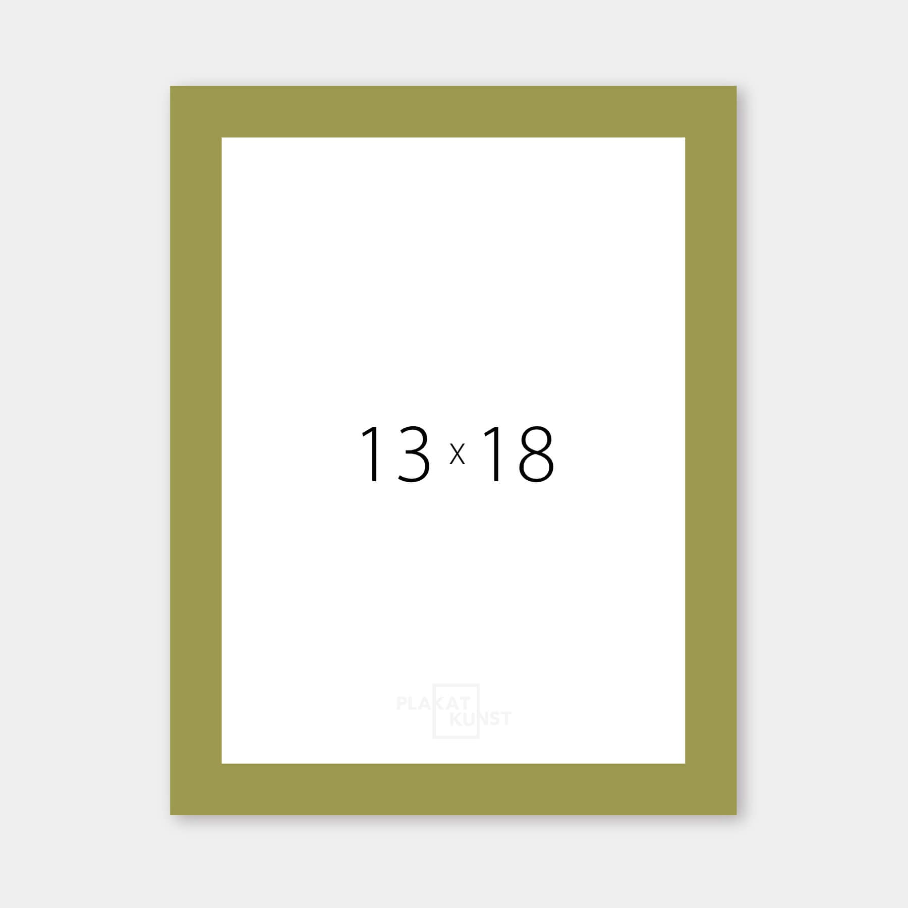 Olive green matte wooden frame - Narrow (15 mm) - 13x18 cm