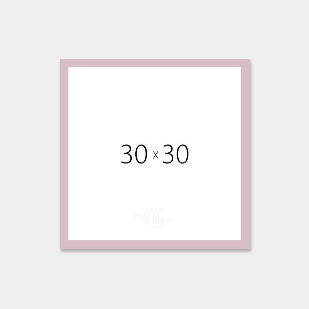 Pink matte wooden frame - Narrow (15 mm) - 30x30 cm