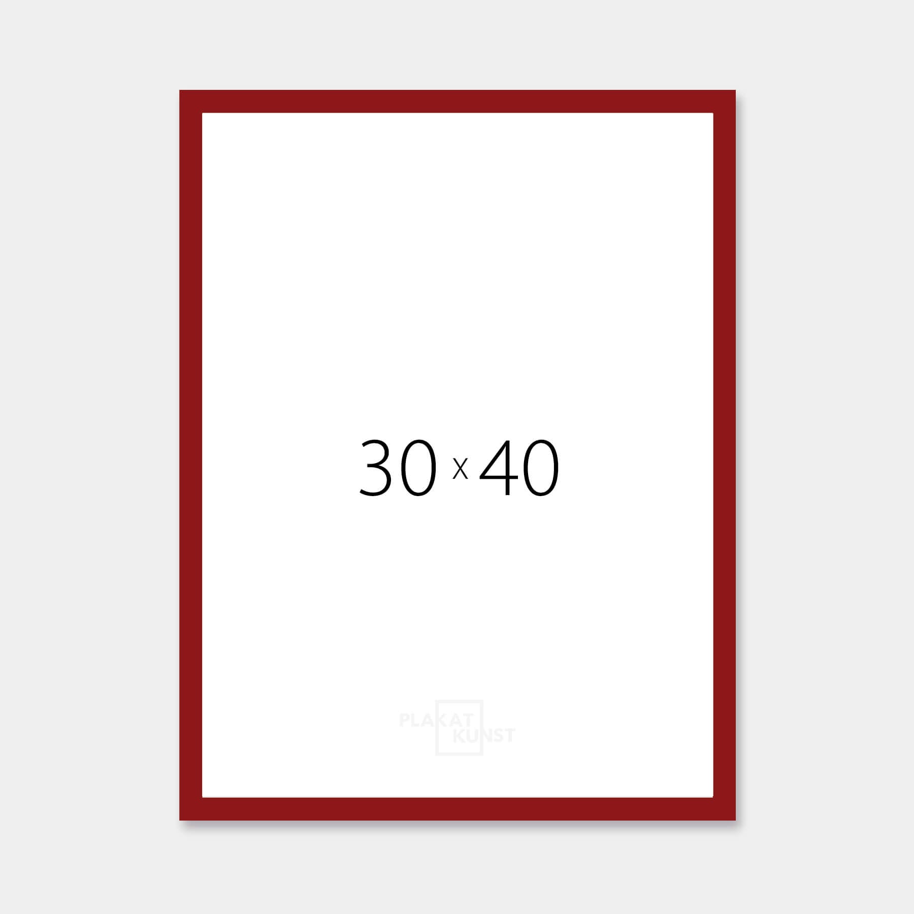 Dark red glossy wooden frame - Narrow (14 mm) - 30×40 cm
