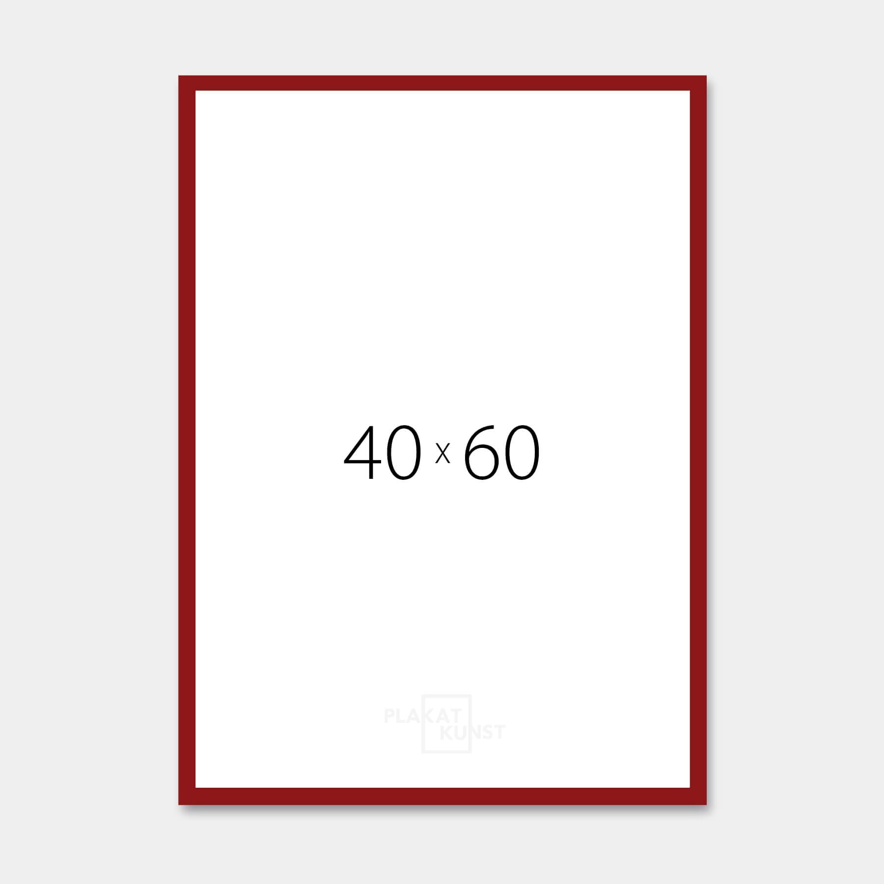 Dark red glossy wooden frame - Narrow (13 mm) - 40×60 cm