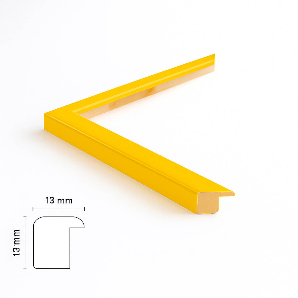 Yellow glossy wooden frame - Narrow (13 mm) - Custom size