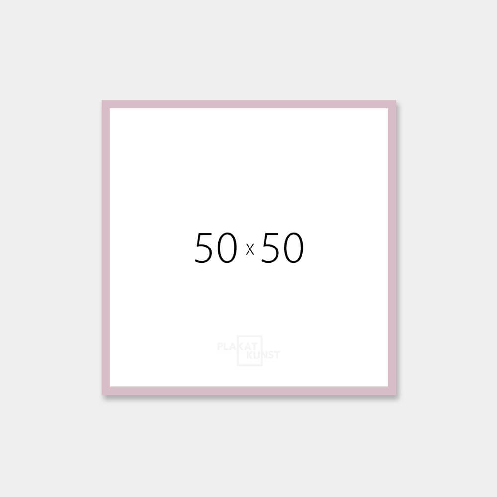 Pink matte wooden frame - Narrow (15 mm) - 50×50 cm