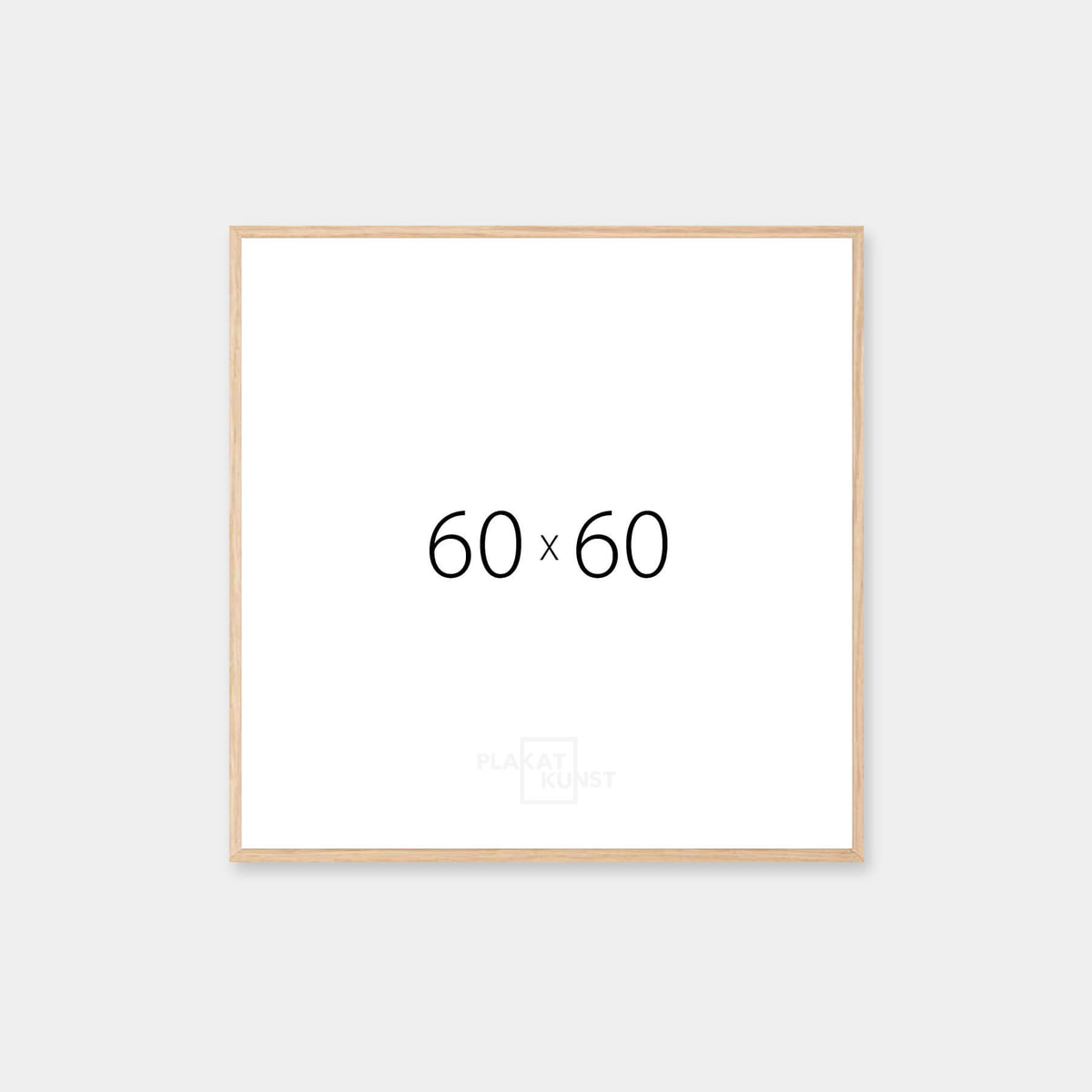 60×60 cm solid oak picture frame - 12 mm narrow | PlakatKunst.com