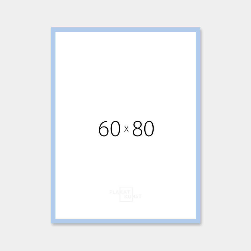 Light blue matte wooden frame - Narrow (15 mm) - 60x80 cm
