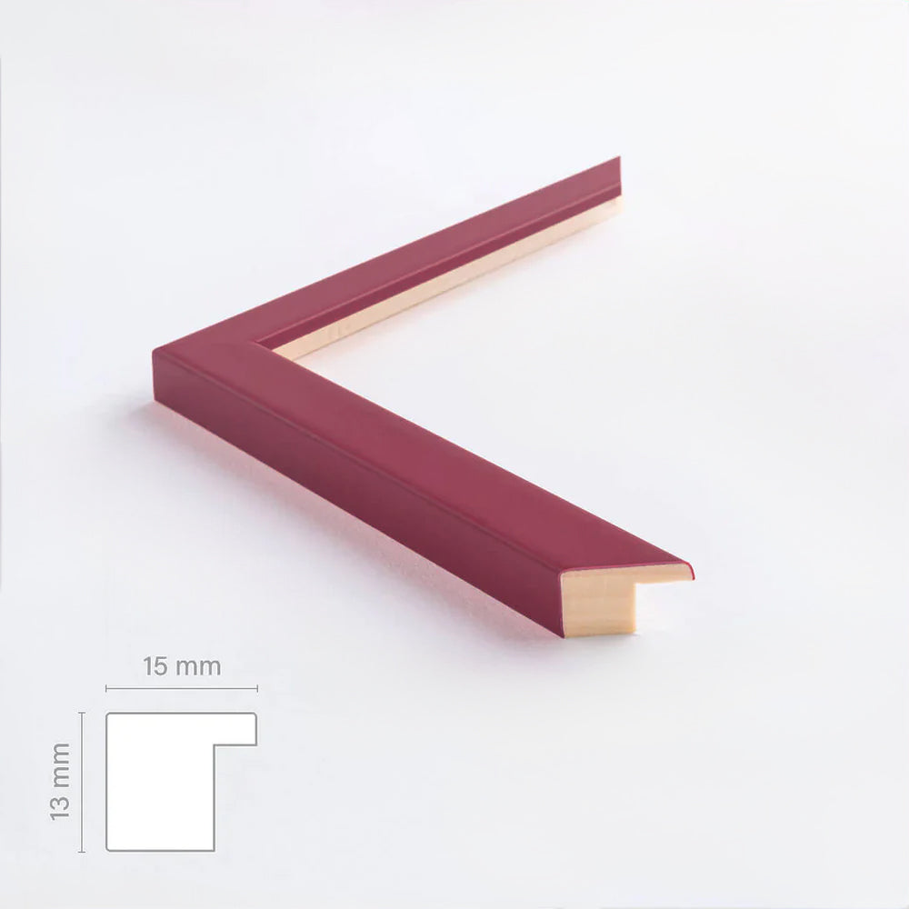Dark red matte wooden Frame - Narrow (15 mm) - A2 (42x59.4cm)