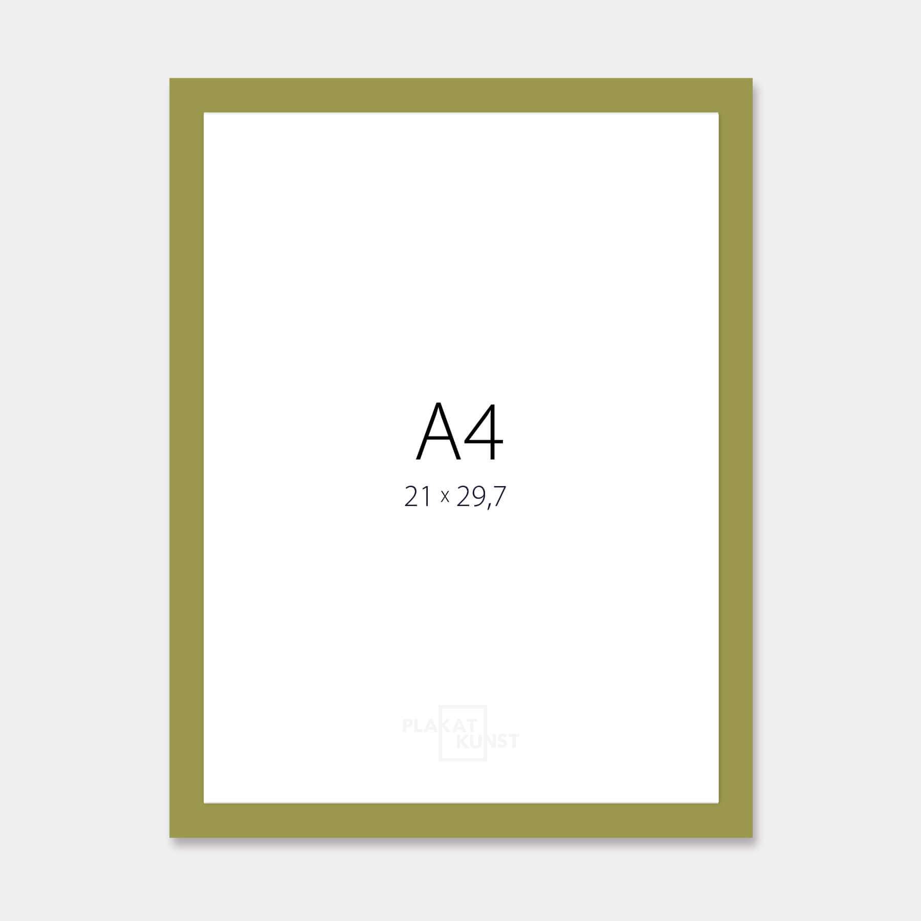 Olive green matte wooden frame - Narrow (15 mm) - A4 (21x29.7 cm)